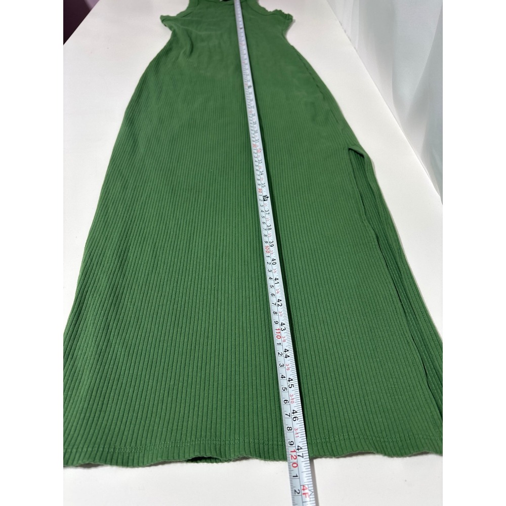 Victoria's‎ Secret PINK Ribbed Racerback Midi Dress Green Slit XS - Picture 10 of 10